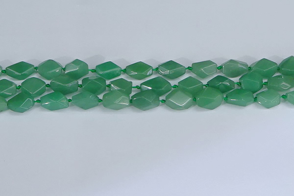 CNG7137 6*10mm - 10*14mm faceted nuggets green aventurine beads