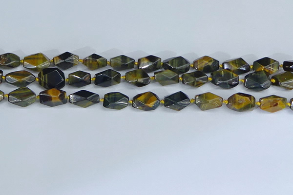 CNG7140 6*10mm - 10*14mm faceted nuggets blue tiger eye beads