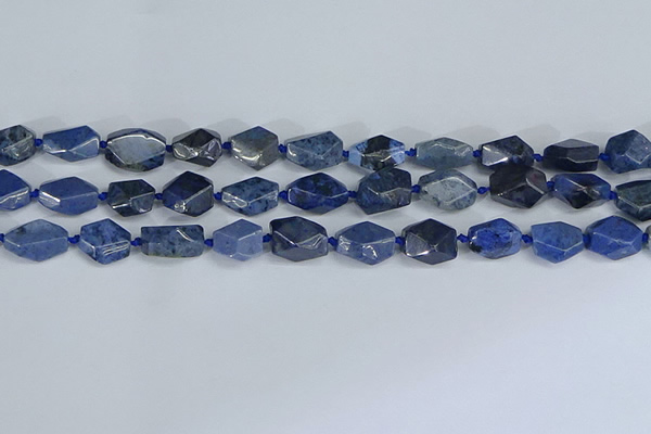 CNG7142 6*10mm - 10*14mm faceted nuggets blue dumortierite beads