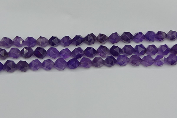 CNG7222 15.5 inches 10mm faceted nuggets amethyst gemstone beads