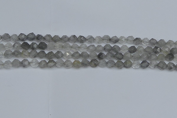 CNG7250 15.5 inches 6mm faceted nuggets cloudy quartz beads