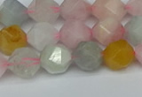 CNG7267 15.5 inches 10mm faceted nuggets morganite beads