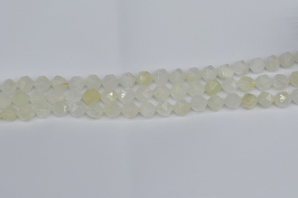 CNG7286 15.5 inches 8mm faceted nuggets white moonstone beads