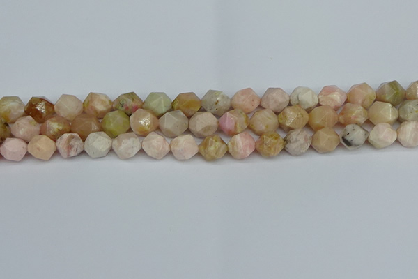 CNG7301 15.5 inches 8mm faceted nuggets pink opal gemstone beads