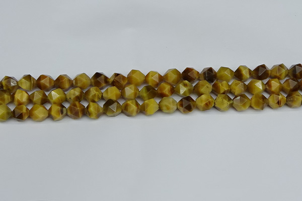 CNG7306 15.5 inches 8mm faceted nuggets golden tiger eye beads