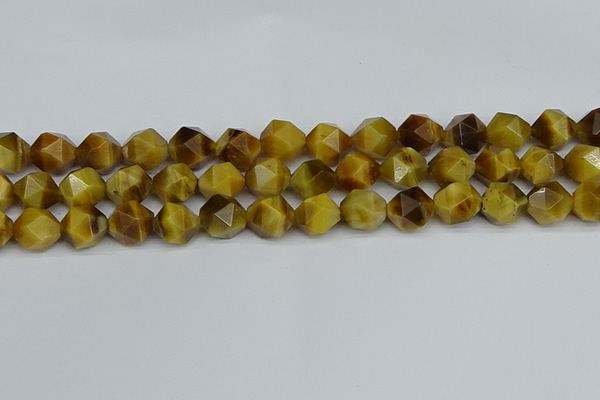 CNG7308 15.5 inches 12mm faceted nuggets golden tiger eye beads
