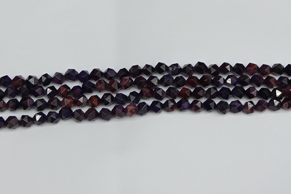 CNG7315 15.5 inches 6mm faceted nuggets purple tiger eye beads