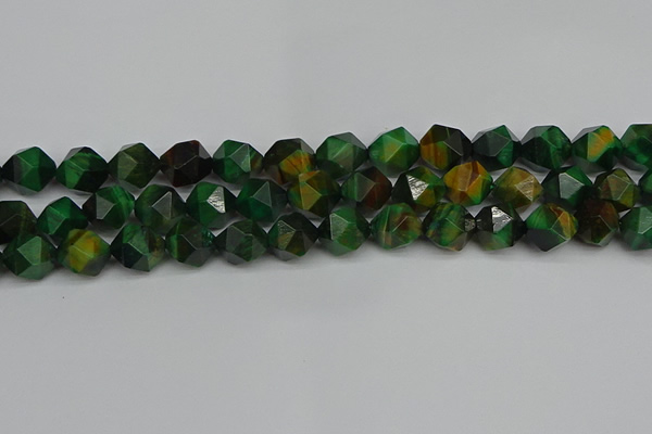 CNG7327 15.5 inches 10mm faceted nuggets green tiger eye beads