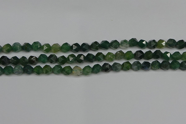 CNG7336 15.5 inches 8mm faceted nuggets moss agate beads