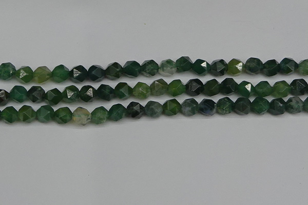 CNG7337 15.5 inches 10mm faceted nuggets moss agate beads