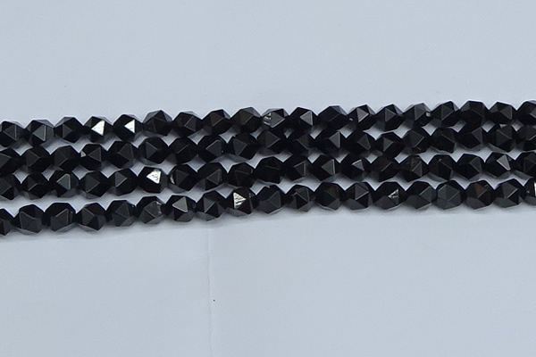 CNG7351 15.5 inches 8mm faceted nuggets Black agate beads