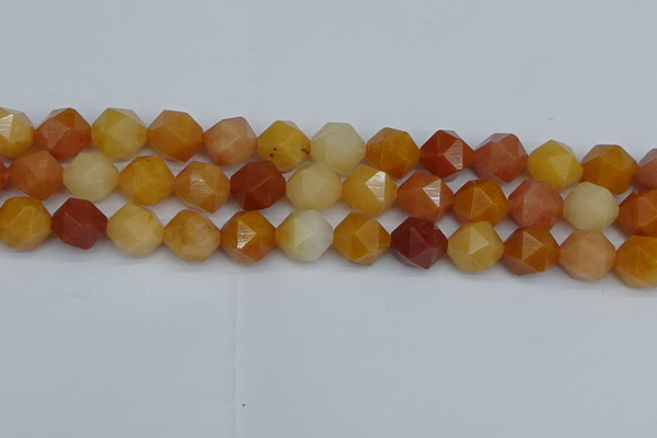 CNG7363 15.5 inches 12mm faceted nuggets yellow jade beads