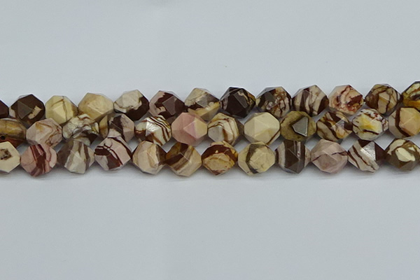 CNG7383 15.5 inches 12mm faceted nuggets zebra jasper beads