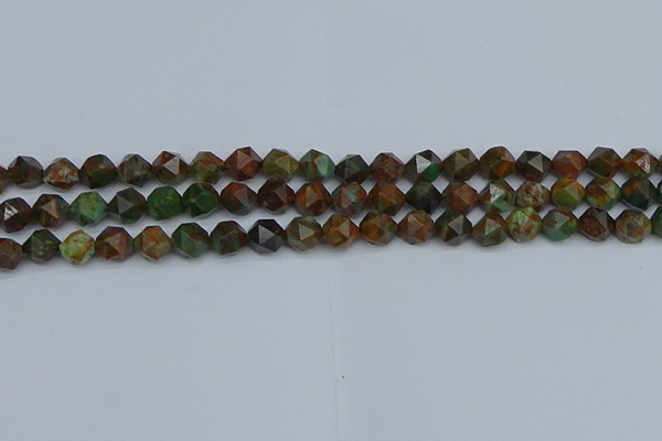 CNG7390 15.5 inches 6mm faceted nuggets green opal beads