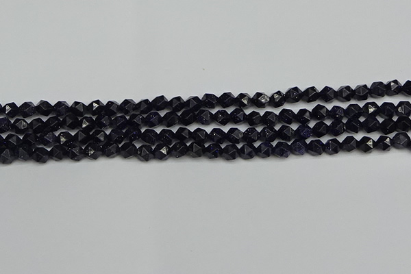 CNG7405 15.5 inches 6mm faceted nuggets blue goldstone beads