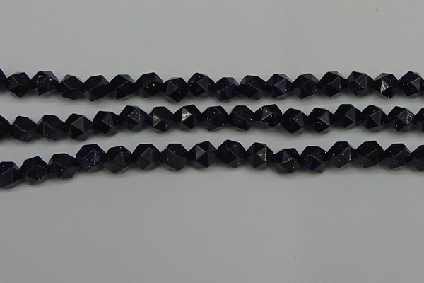 CNG7408 15.5 inches 12mm faceted nuggets blue goldstone beads