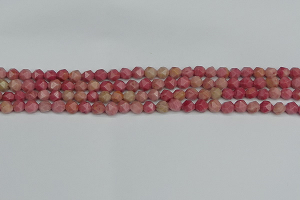 CNG7420 15.5 inches 6mm faceted nuggets rhodochrosite beads