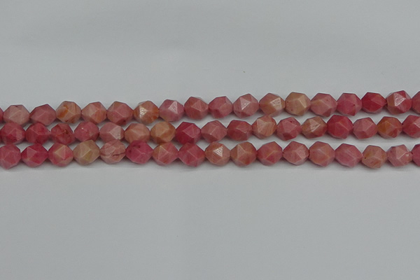 CNG7421 15.5 inches 8mm faceted nuggets rhodochrosite beads
