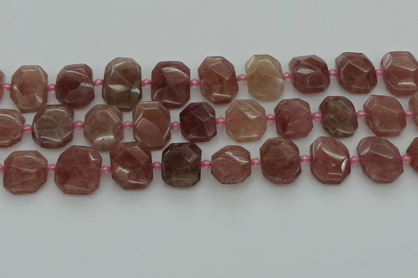 CNG7455 12*16mm - 15*20mm faceted freeform strawberry quartz beads