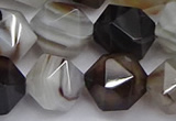 CNG7504 15.5 inches 12mm faceted nuggets line agate beads