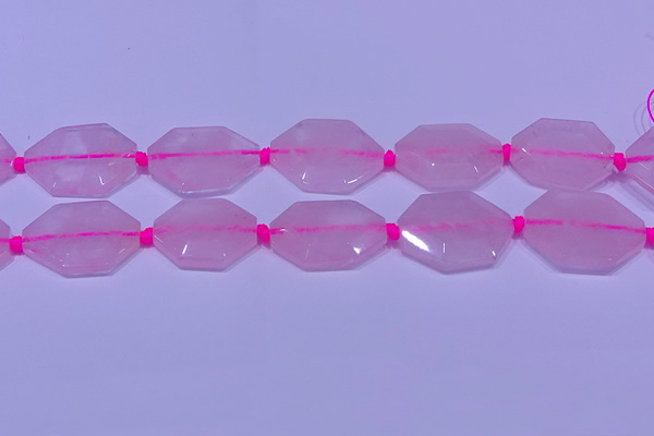 CNG7510 15.5 inches 25*35mm - 30*40mm faceted freeform rose quartz beads