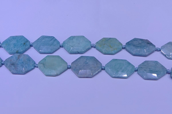 CNG7512 15.5 inches 25*35mm - 30*40mm faceted freeform amazonite beads