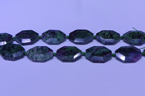 CNG7514 15.5 inches 25*35mm - 30*40mm faceted freeform ruby zoisite beads