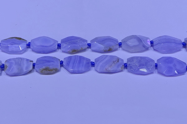 CNG7526 18*25mm - 25*35mm faceted freeform blue lace agate beads
