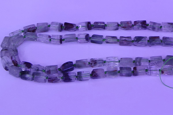 CNG7650 15.5 inches 5*7mm - 8*10mm nuggets green phantom quartz beads