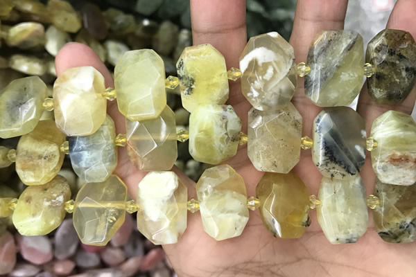 CNG7761 13*18mm - 15*25mm faceted freeform yellow opal beads