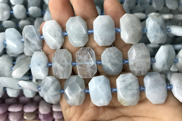 CNG7762 13*18mm - 15*25mm faceted freeform aquamarine beads