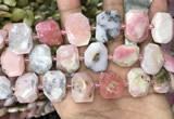 CNG7780 13*18mm - 15*25mm faceted freeform pink opal beads