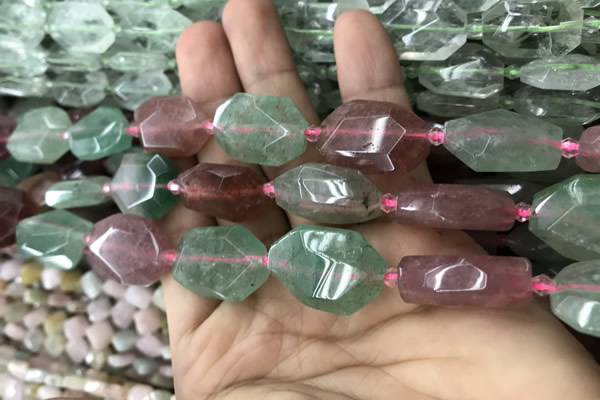 CNG7807 13*18mm - 18*25mm faceted freeform mixed strawberry quartz beads