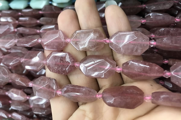 CNG7808 13*18mm - 18*25mm faceted freeform strawberry quartz beads
