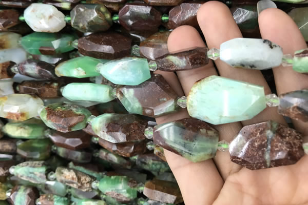 CNG7817 13*18mm - 18*25mm faceted freeform Australia chrysoprase beads