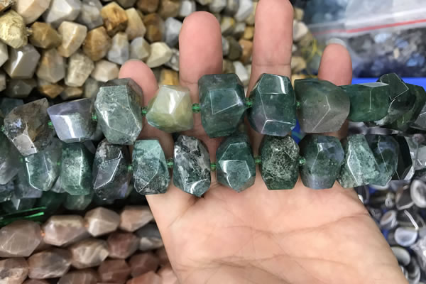 CNG7856 15.5 inches 12*16mm - 15*20mm faceted nuggets moss agate beads