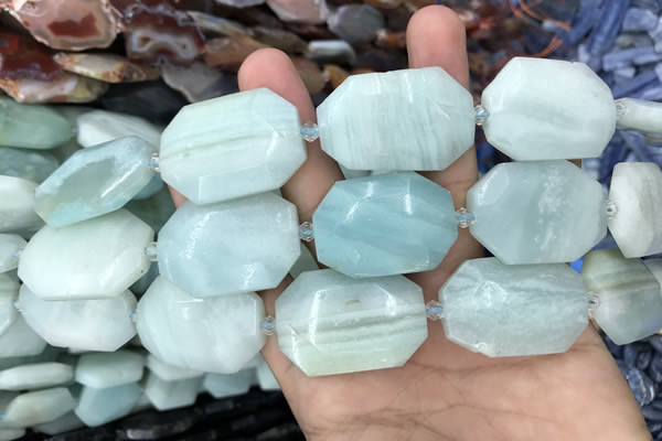 CNG7872 22*30mm - 28*35mm faceted freeform amazonite beads