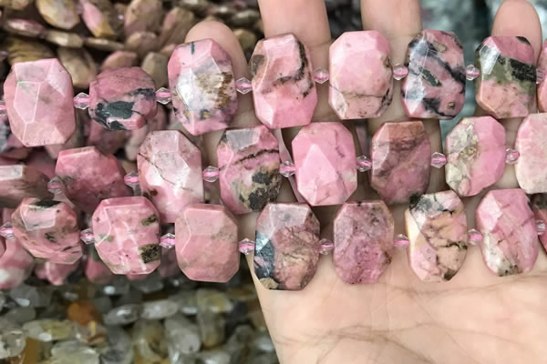 CNG7905 13*18mm - 15*25mm faceted freeform rhodochrosite beads
