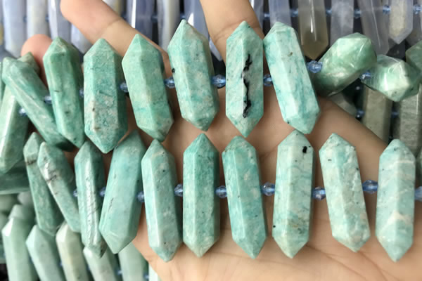 CNG7927 15.5 inches 10*25mm - 12*45mm faceted nuggets amazonite beads