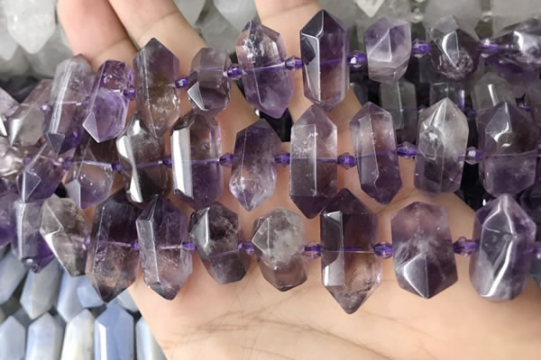 CNG7930 15.5 inches 8*22mm - 12*30mm faceted nuggets amethyst beads