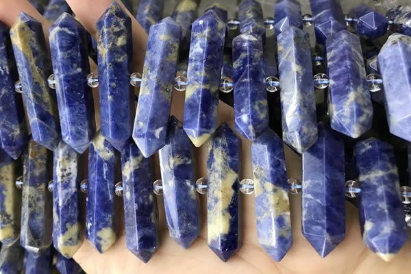 CNG7945 15.5 inches 10*22mm - 12*45mm faceted nuggets sodalite beads