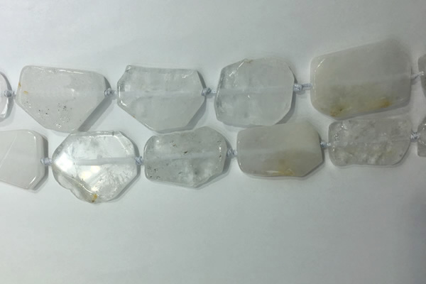 CNG7970 25*30mm - 35*45mm freeform white crystal slab beads