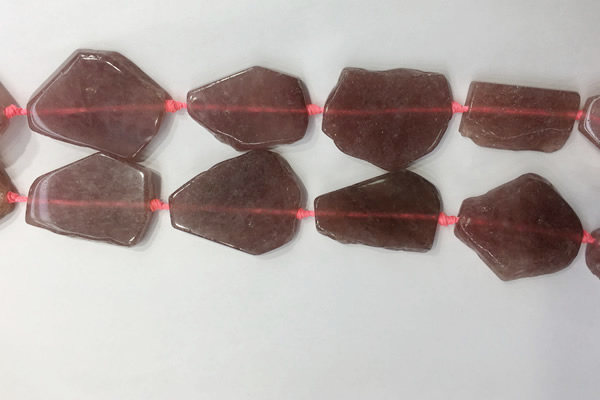 CNG7979 25*30mm - 35*45mm freeform strawberry quartz slab beads