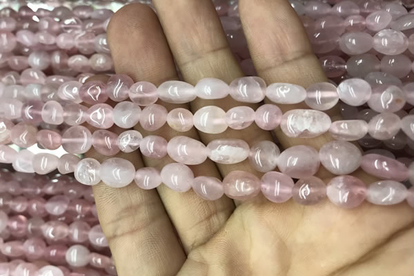 CNG8005 15.5 inches 6*8mm nuggets Madagascar rose quartz beads