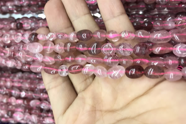 CNG8006 15.5 inches 6*8mm nuggets strawberry quartz beads