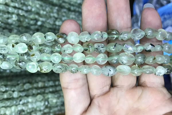 CNG8008 15.5 inches 6*8mm nuggets green rutilated quartz beads