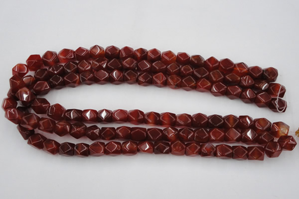 CNG802 15.5 inches 9*12mm faceted nuggets red agate gemstone beads