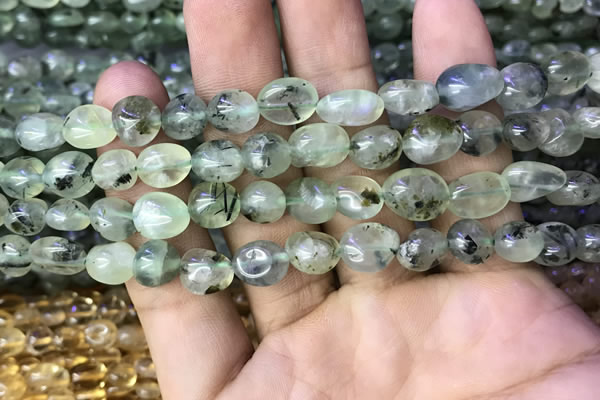 CNG8035 15.5 inches 8*10mm nuggets green rutilated quartz beads