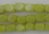 CNG805 15.5 inches 8*12mm faceted nuggets lemon jade beads