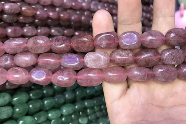 CNG8062 15.5 inches 8*10mm - 10*14mmm nuggets strawberry quartz beads